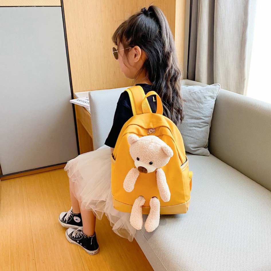 [Hàng Cao Cấp] Balo gấu Cặp sách size to cho bé đi học, du lịch, dã ngoại màu vàng hồng xinh xắn