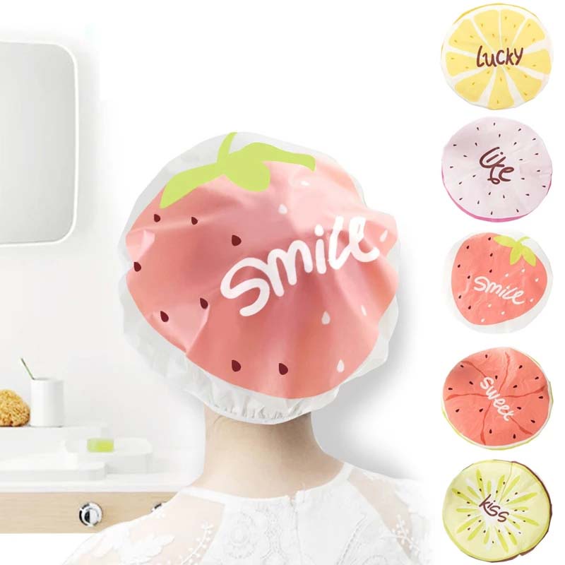 Mũ trùm tóc chống nước chống bụi họa tiết trái cây dễ thương