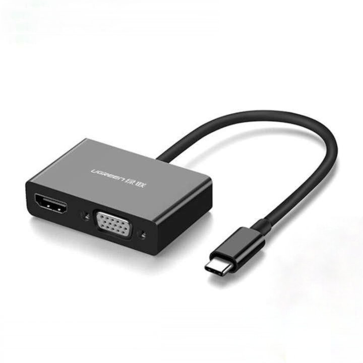 Bộ chuyển đổi USB type C sang HDMI+VGA dài 15cm UGREEN CM178