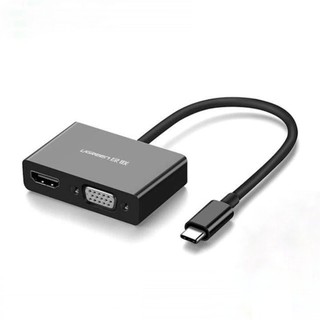 BO CHUYEN DOI USB TYPE C SANG HDMI+VGA DAI 15CM UGREEN CM178