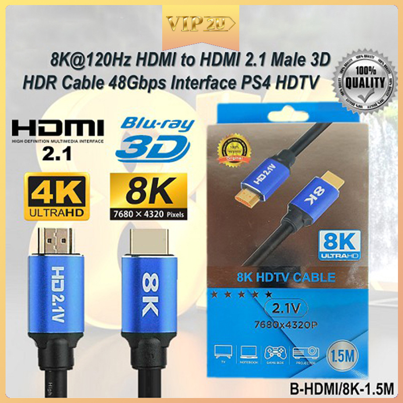 Dây Cáp Hdmi 8k Hdtv 2.1v 48gbps 3 / 2 / 1.5 / 1 / 0.5m 8k Vn 60hz 7680p Dolby Visi Cho Tv Máy Chiếu