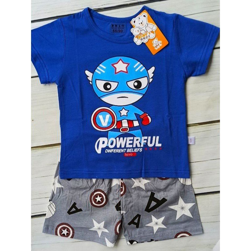 Bộ cộc tay bé trai Siêu Nhân chất cotton mềm, mát - Hàng QC cao cấp