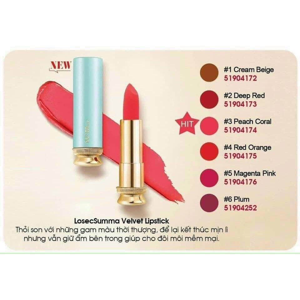 Set son lì Su:m37 Losec Summa Velvet Lipstick mới nhất - tặng kèm 1 mini size 1.3g