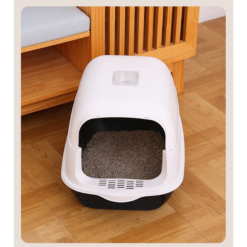 Nhà vệ sinh cho mèo kín có cửa cỡ lớn Hoshi Pet NVS03 - Khay vệ sinh cho mèo có nắp đậy kín dễ thương