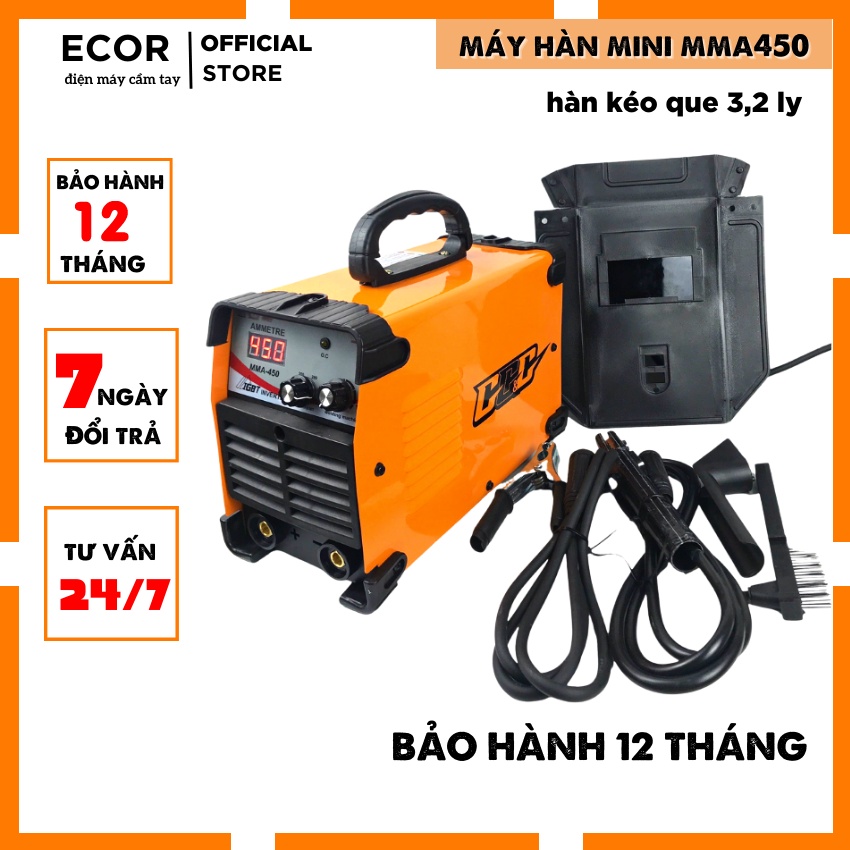 Máy hàn mini, máy hàn điện tử MMA450 hàn kéo que 3.2ly - Cam kết lõi đồng 100%, Bảo hành 12 tháng | Tặng Full phụ kiện