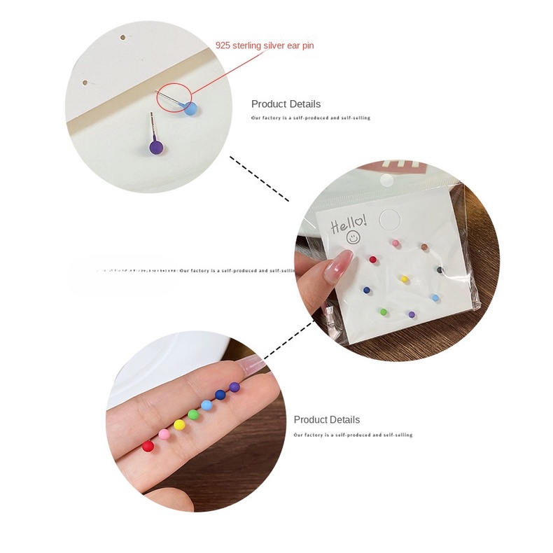 [Hàng Mới Về] Set Khuyên Tai Hạt Đậu Mini Nhiều Màu Sắc Ngọt Ngào Đơn Giản Cho Nữ