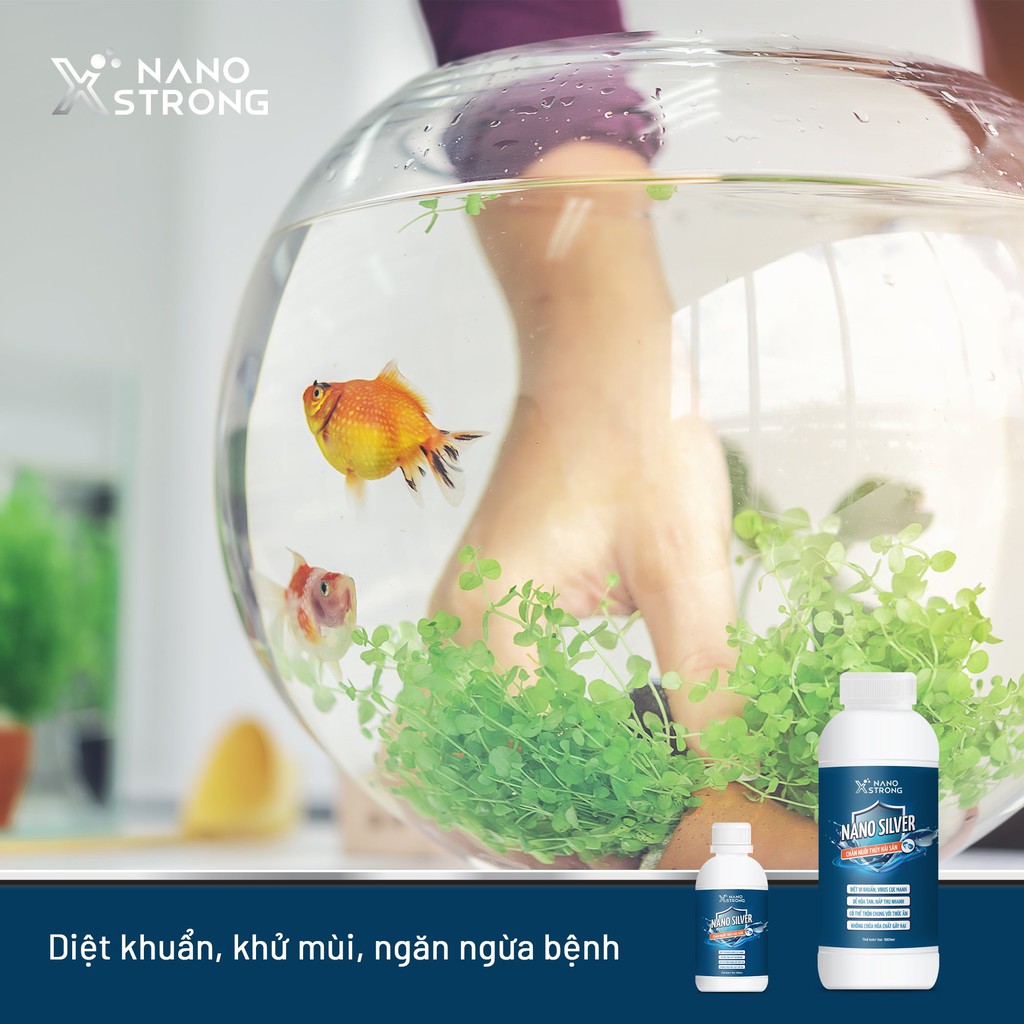 Nano bạc (nano silver) Nano Xstrong - xử lý nấm cho cá cảnh, làm trong nước bể cá, ao nuôi, khử mùi hôi tanh 100ml