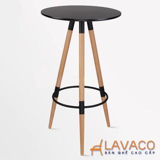 Bàn bar cafe mặt tròn 3 chân gỗ hiện đại nhập khẩu Lavaco – Mã T125