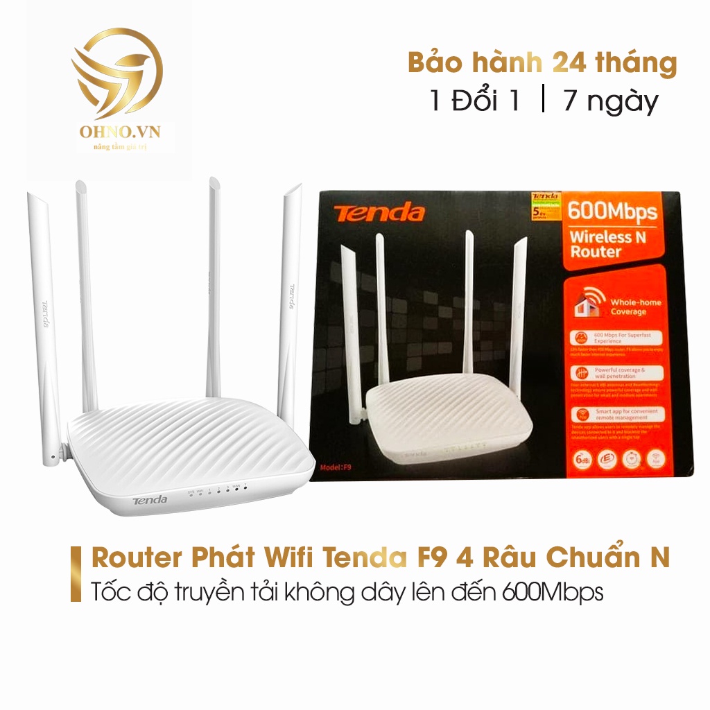 Bộ Phát Modern Wifi Router Tenda F9 Chuẩn N 600Mbps Cục Phát Sóng Wifi 4 Râu Siêu Mạnh Tốc Độ Cao - OHNO VIỆT NAM