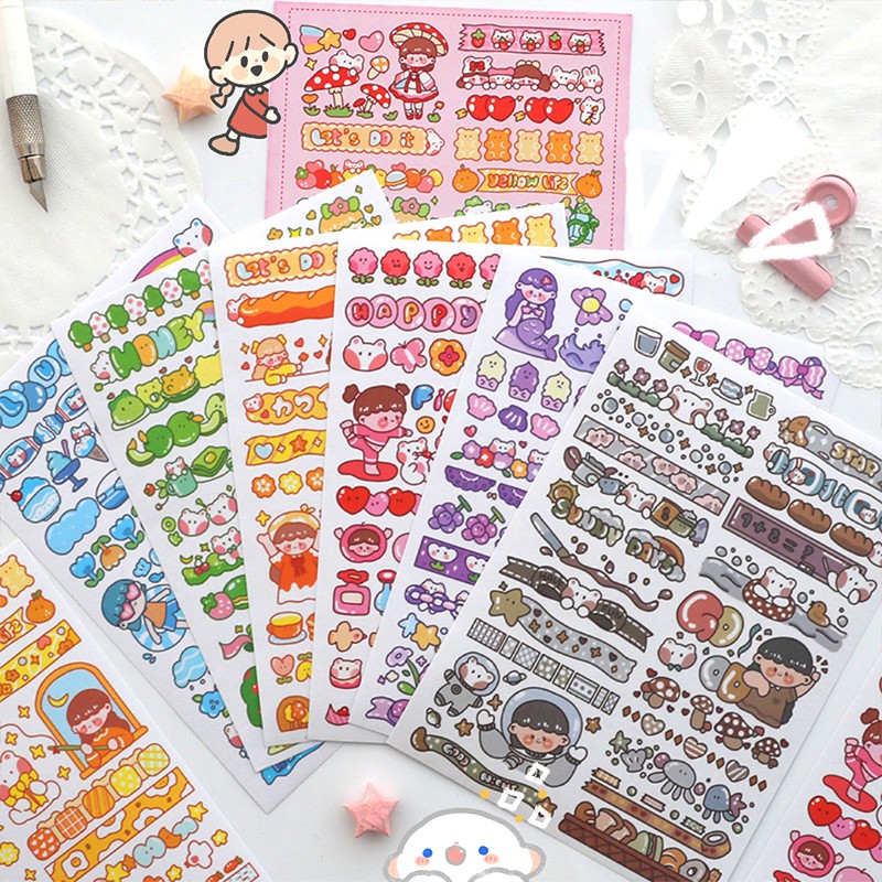 Bộ 6 tấm sticker Color planet hình dán trang trí sổ tay | BSB199