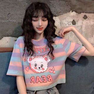 Áo croptop tay lỡ cotton hoạt hình xinh xắn freesize