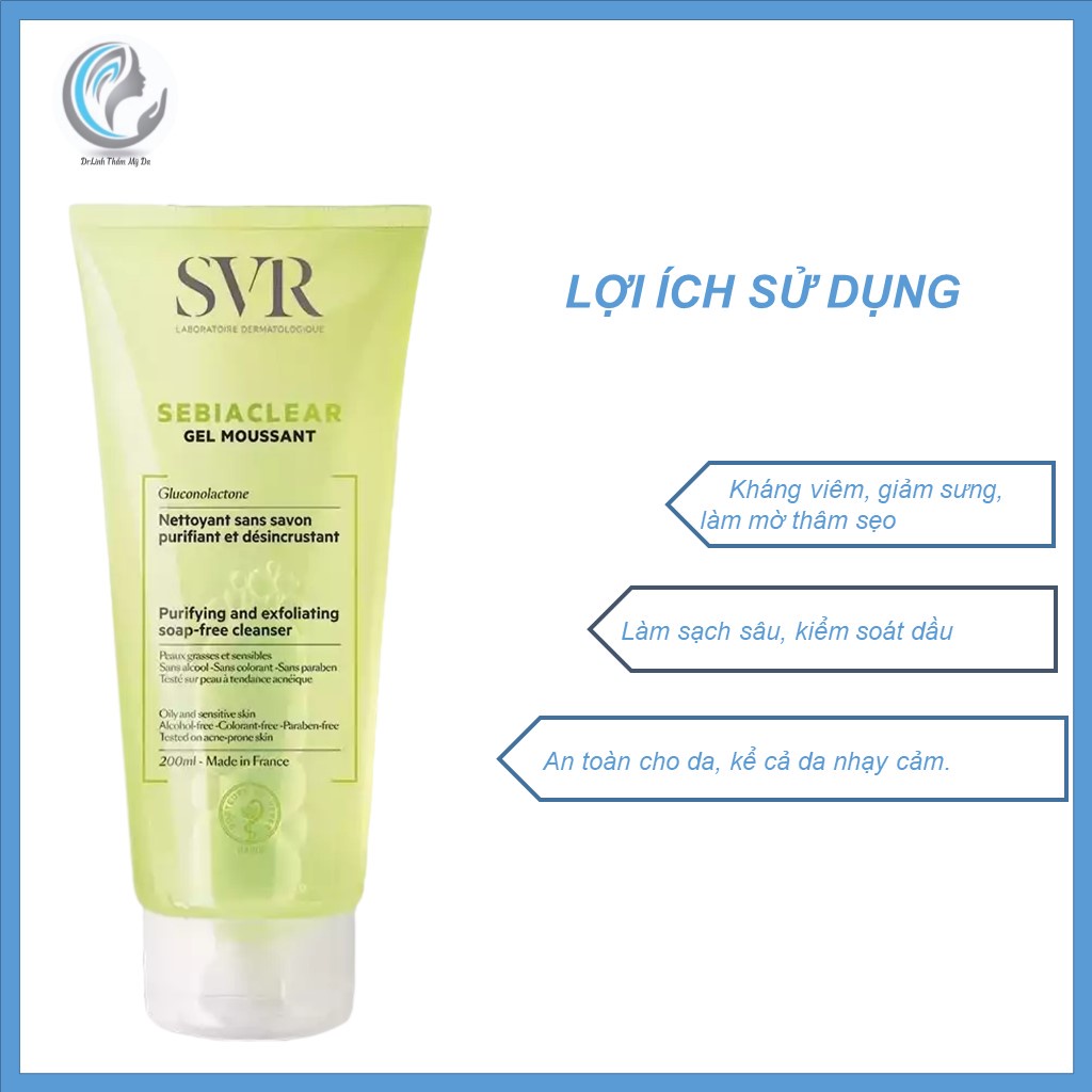 Sữa rửa mặt cho da dầu mụn SVR Sebiaclear Gel Moussant 55ml/ 200ml/ 400ml SRM05