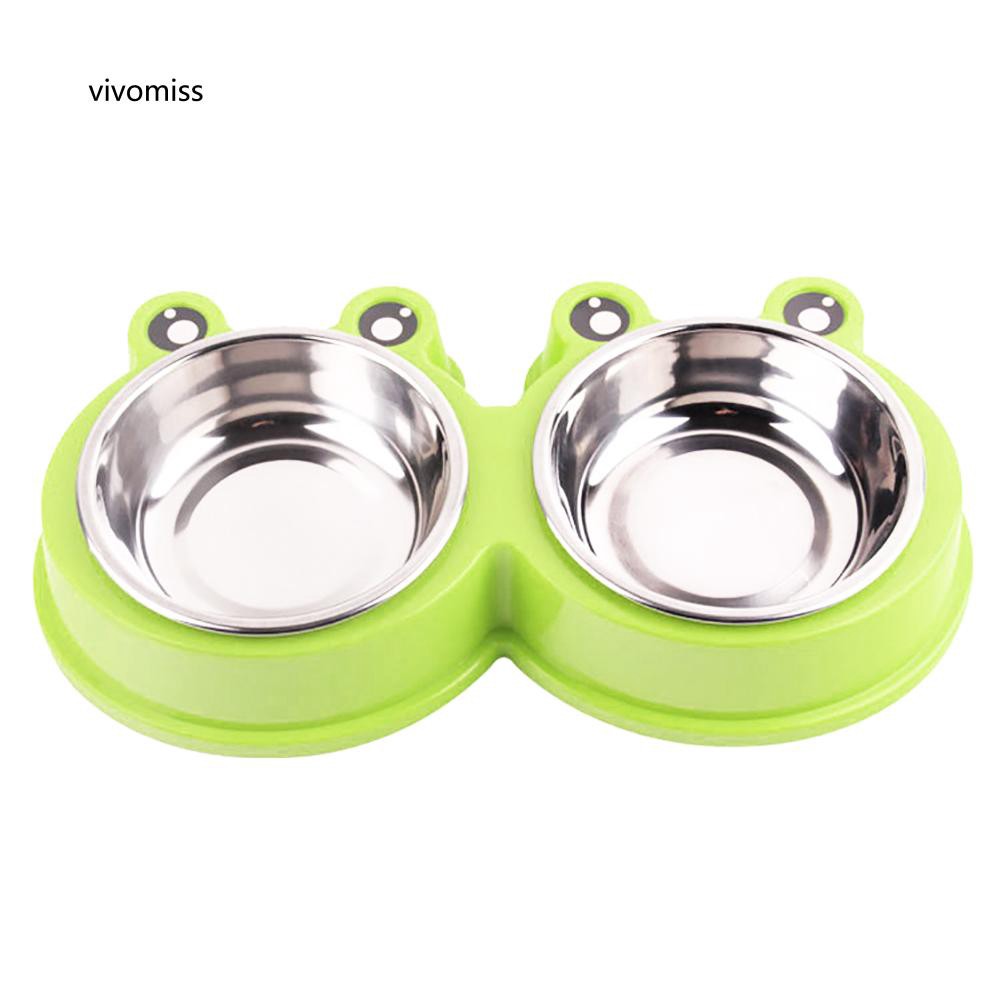 Bát đựng thức ăn cho thú cưng hình con ếch dễ thương bằng thép không gỉ