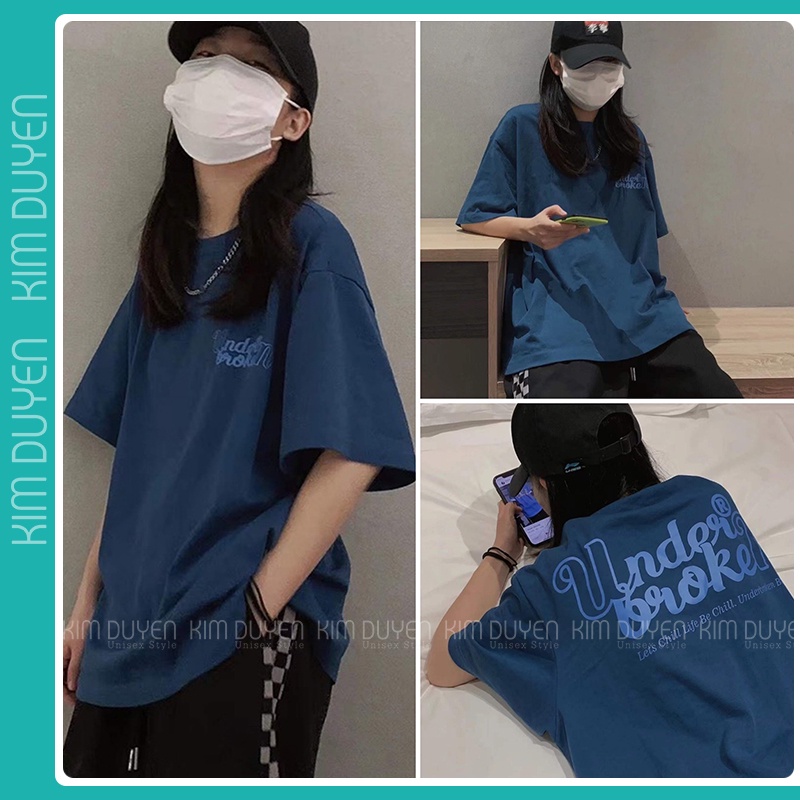 Áo Thun Xanh Under Áo Thun Tay Lỡ Form Rộng Unisex 38-65kg Nam Nữ Phong Cách Ullzang