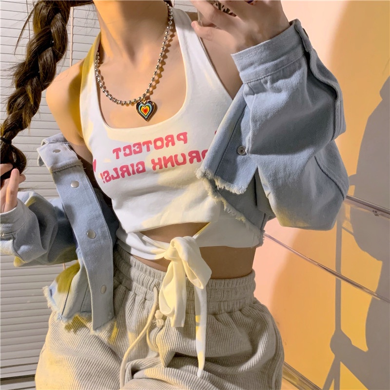 Áo Hai Dây Dệt Kim Dáng Ngắn / Ngắn 【ZHELIHANGFEI】