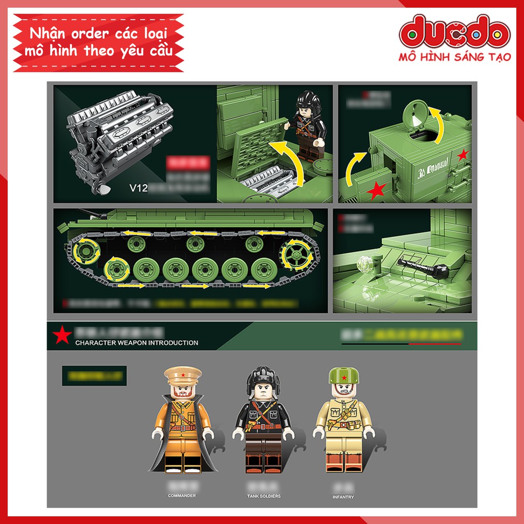 Lắp ghép Siêu tank Kliment Voroshilov KV-2 của Liên Xô - Đồ chơi Xếp hình Mô hình WW2 QuanGuan 100071
