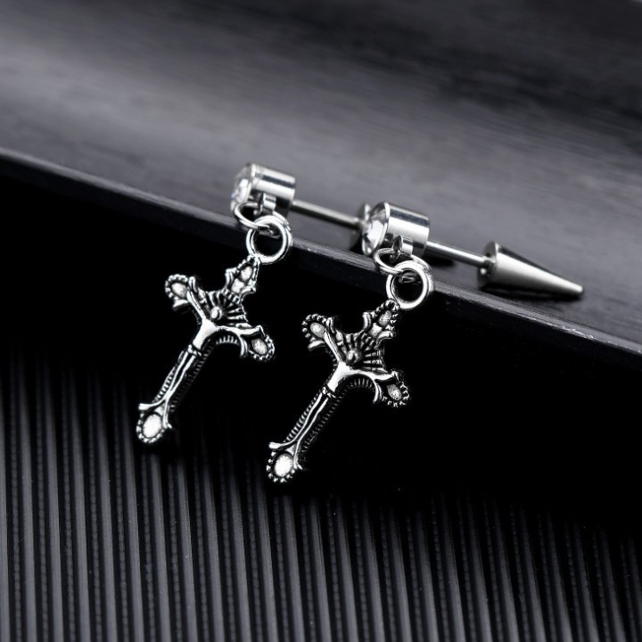 Bông Tai Nam Hình Thánh Giá Titan Ko Rỉ TT 2021 - 1 Cặp