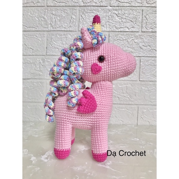 Kì Lân Unicorn Pony Nhồi Bông Dễ Thương Cho Bé - Thú Bông Len Handmade Đan Móc Thủ Công Bằng Tay
