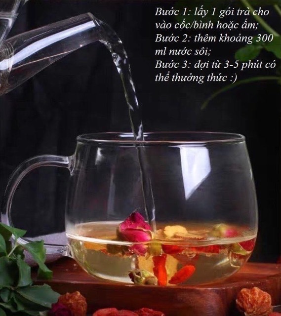 Combo 5 set Trà Hoa Dưỡng Nhan 6 Vị (Hoa Cúc- Nụ Hoa Hồng -Long Nhãn -Kỷ Tử-Táo Đỏ)