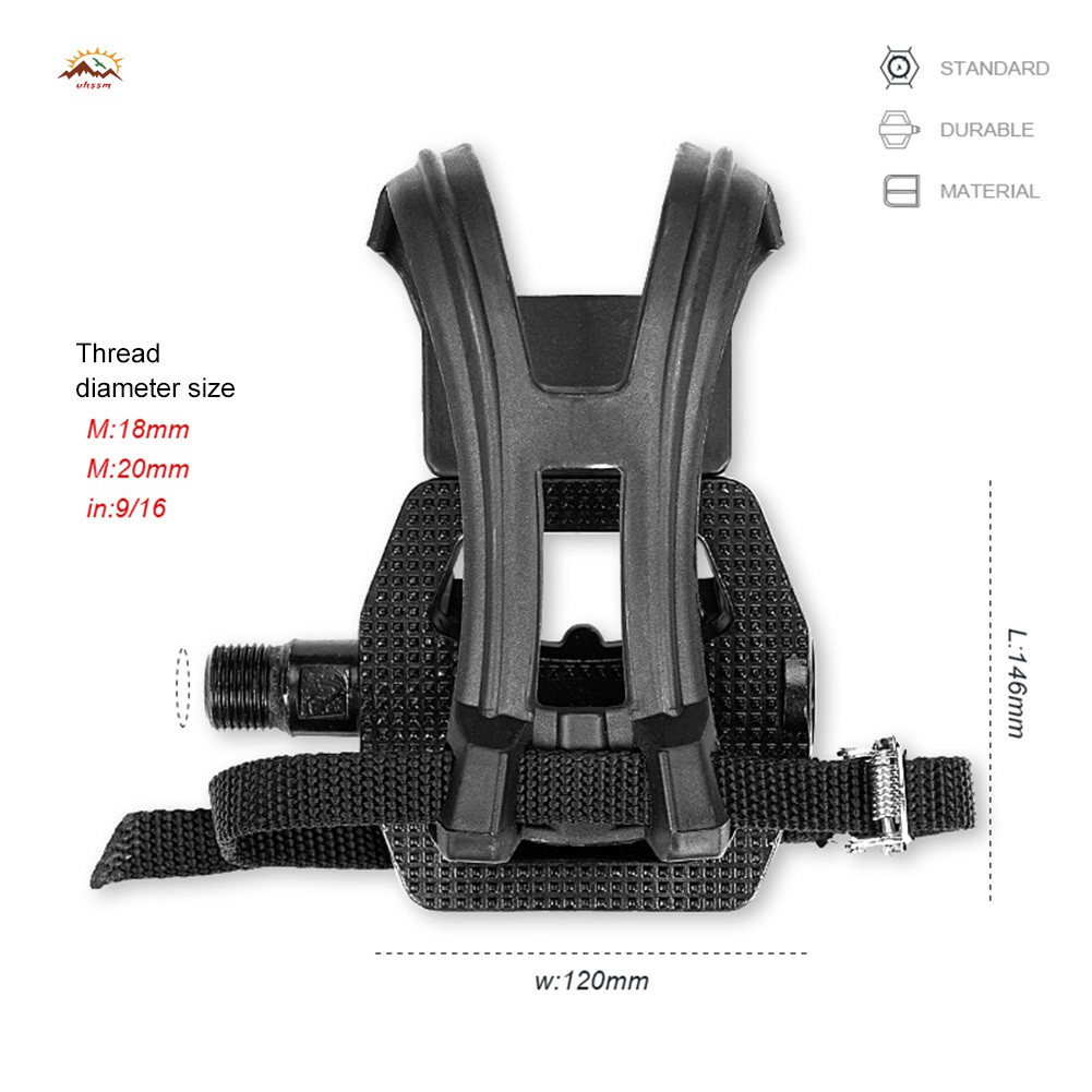 CSC Exercise Bike Pedals Pedal for Clipless Toe Cage and Strap for Shoes Indoor Cycling Heavy Duty 9/16 Inch Thread @VN