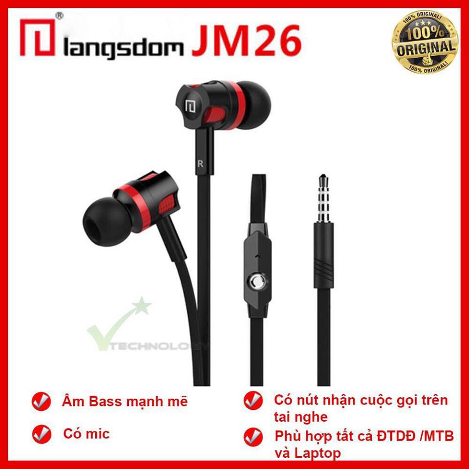 Tai Nghe Nhét Tai Earphone Langsdom JM26 Super Bass