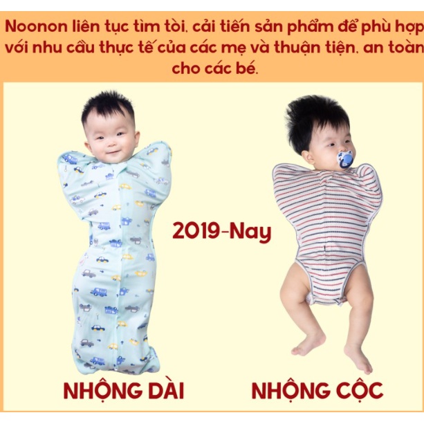 Nhộng Cộc Hở Chân Noonon cho bé, Nhộng Chũn Có Khoá Mở Tay Giúp Bé Sơ Sinh Ngủ Ngon, Túi Ngủ Mùa Đông