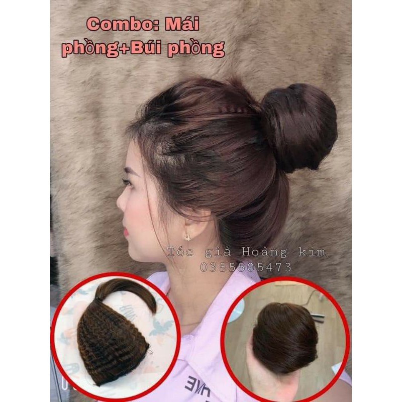 Tóc giả nữ mái phồng cao cấp, làm phồng chân tóc