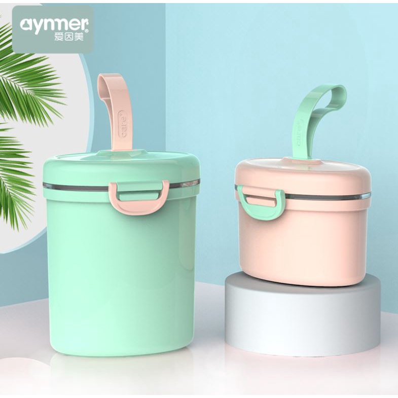 Hộp đựng sữa bột mang đi chơi, du lịch, hộp chia sữa có dây đeo tiện lợi đựng được 400gr sữa bột