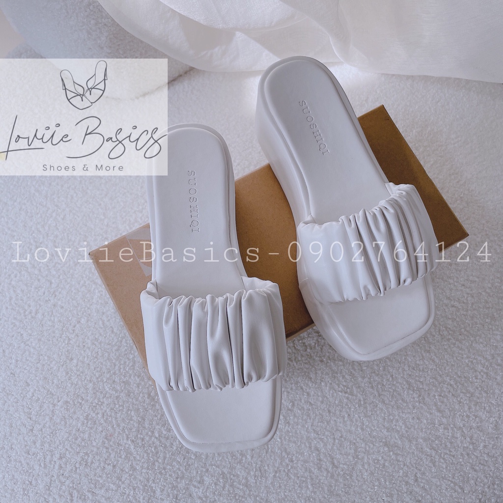 DÉP XUỒNG CAO CẤP LOVIIE BASICS - GIÀY BÁNH MÌ QUAI NGANG NHÚNG - DÉP NỮ ĐẾ BẰNG 7 PHÂN D220735