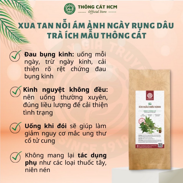 Trà Ích Mẫu điều hòa kinh nguyệt - Trà túi lọc giảm đau bụng kinh, cân bằng nội tiết tố nữ Thông Cát HCM