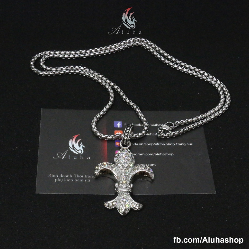 Dây chuyền Titan Chrome Heart họa tiết hoa Iris đính đá đẹp không tì vết bling bling, Hiphop for real -  NL158 - Aluha