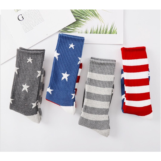 Vớ Tất thể thao cao cổ Cờ Hoa Kỳ phong cách trẻ trung, cá tính, năng động