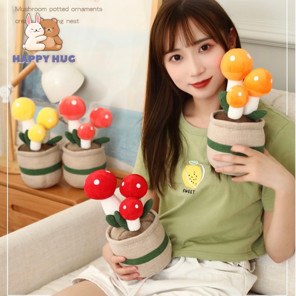 Gấu bông trang trí hình cây nấm, đồ chơi nhồi bông cho bé - Happy Hug
