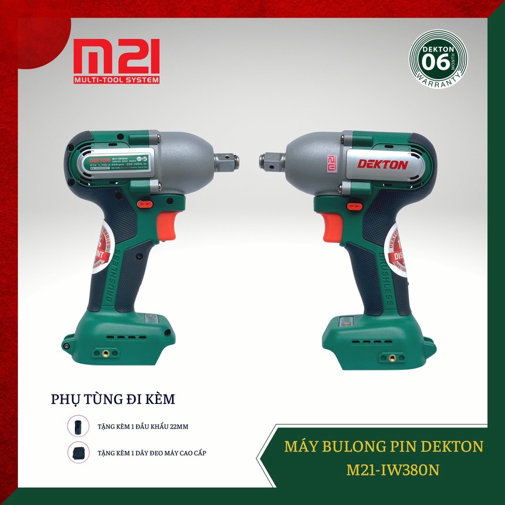 MÁY SIẾT BULONG 2 IN 1 DEKTON M21-IW380N 3 CẤP CHỈNH LỰC THÂN MÁY + PIN TẶNG SẠC