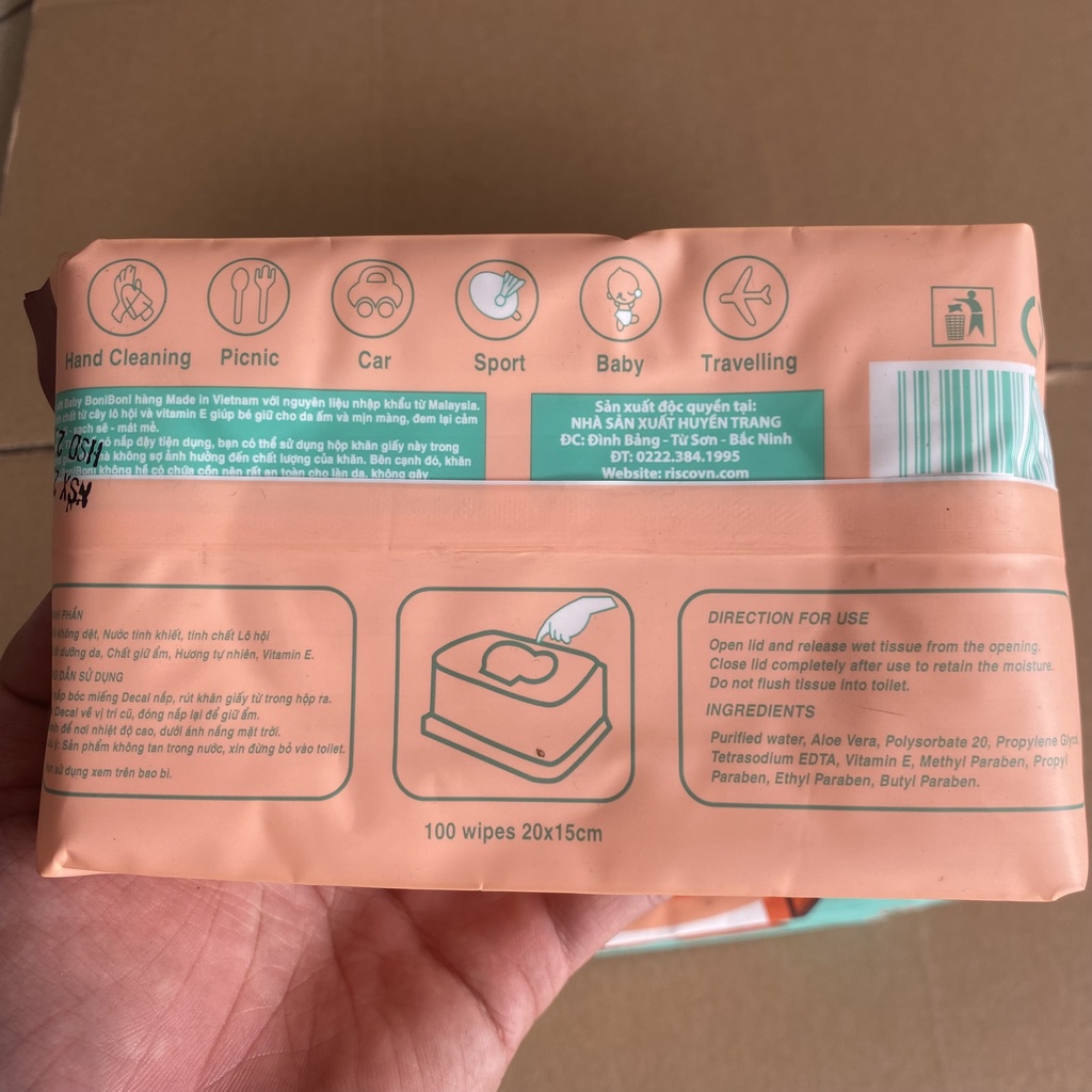 Khăn giấy ướt cao cấp baby hình gấu không mùi BoniBoni