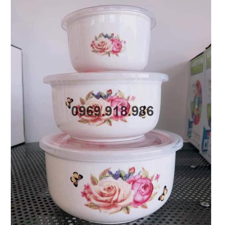 🍰 Bộ Bát Thố Sứ Bát Tràng Đựng Cơm 3 Cái Có Nắp Đậy Hút Chân Không Đẹp Giá Gốc Sỉ Rẻ 💛 Tổng Kho Gia Dụng Bình Thuận💛