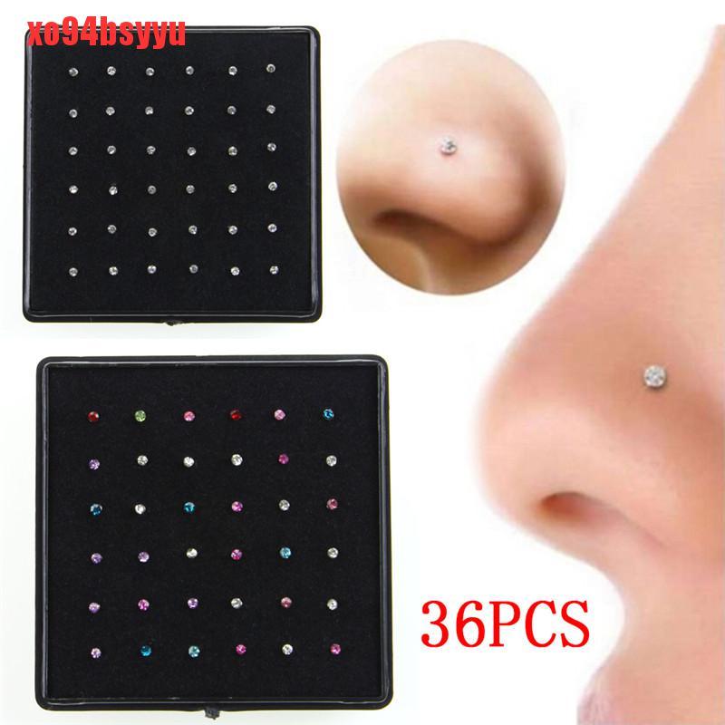 36 Khuyên Mũi Thép Không Gỉ Đính Đá Thời Trang
