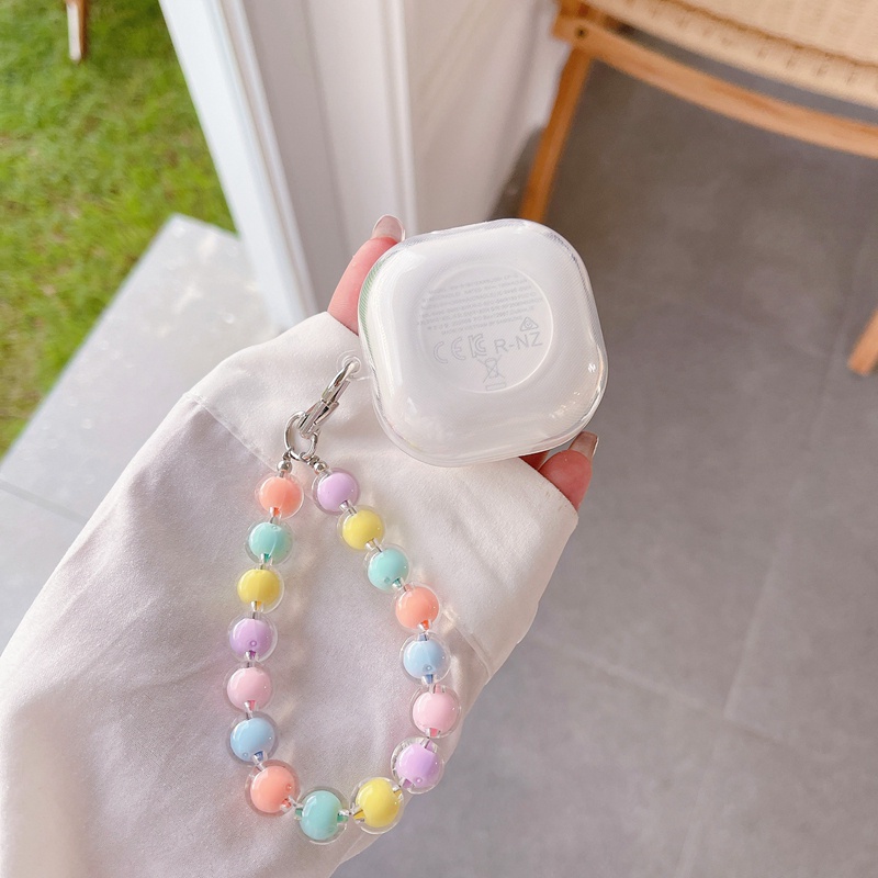 Vỏ Bảo Vệ Hộp Sạc Tai Nghe Samsung Galaxy Buds Live / Buds Pro / Buds 2 Màu Trong Suốt Gắn Dây Đeo Hình Gấu Dễ Thương Cho Buds2 Pro