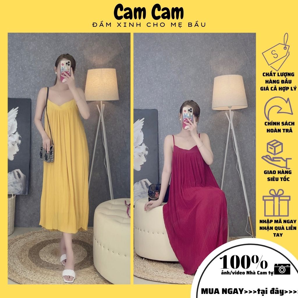 Đầm maxi xếp li phom suông dáng dài voan dập li 2 lớp nhiều màu hot cực xinh MAXI1002