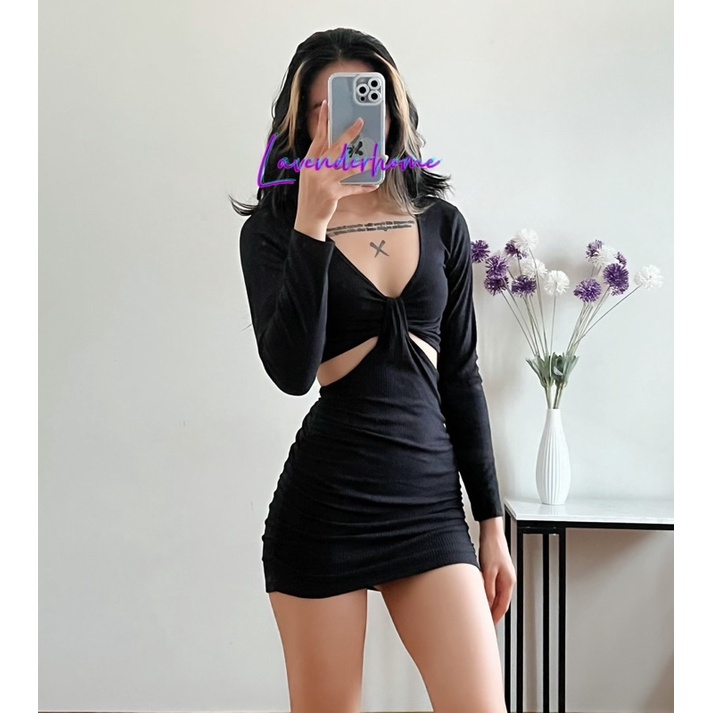 Đầm Body Khoét Eo Tay Dài  KETD