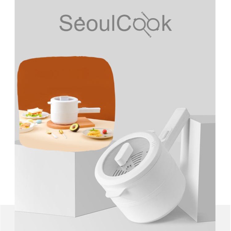 Nồi điện thông minh tráng men sứ ceramic cao cấp chống dính Hàn Quốc kèm xửng hấp đa năng, dùng nấu lẩu, soup, …
