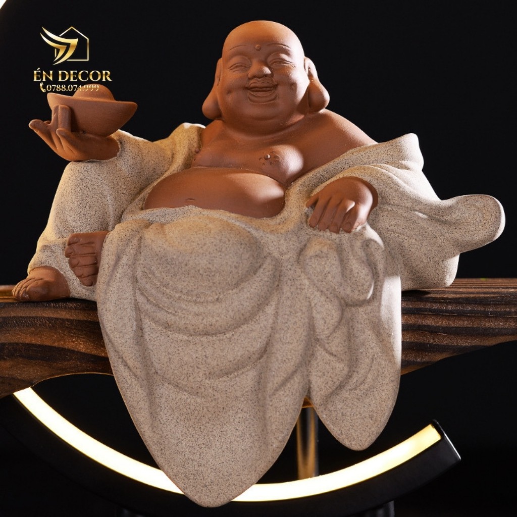 Thần Tài Thổ Địa, Có Đèn Led, Đốt Hương Trầm, Tượng Phật An Nhiên, Én Decor