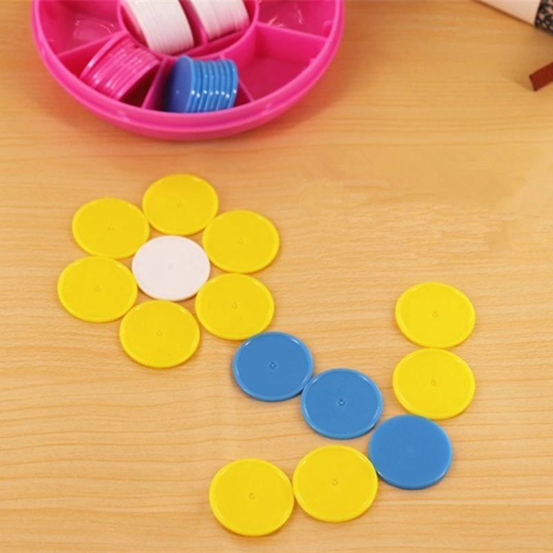 100Pcs Bingo Chips Game Tokens Counters Counting Chips Plastic Markers 25 mm Mixed Colors with Storage Box