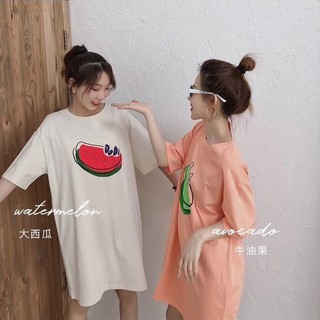 Váy suông hoa quả chất liệu thun cotton mềm mịn kiểu dáng đầm suông | đầm suông giá rẻ