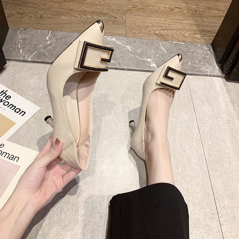 Giày Cao Gót Da Mềm Mũi Nhọn Size Lớn 34-43 Thời Trang Công Sở Cho Nữ 41-42