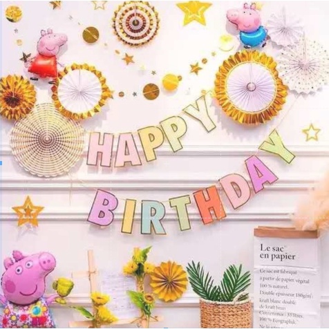 Cờ Chữ Happy Birthday Dán Trang Trí Tiệc Sinh Nhật