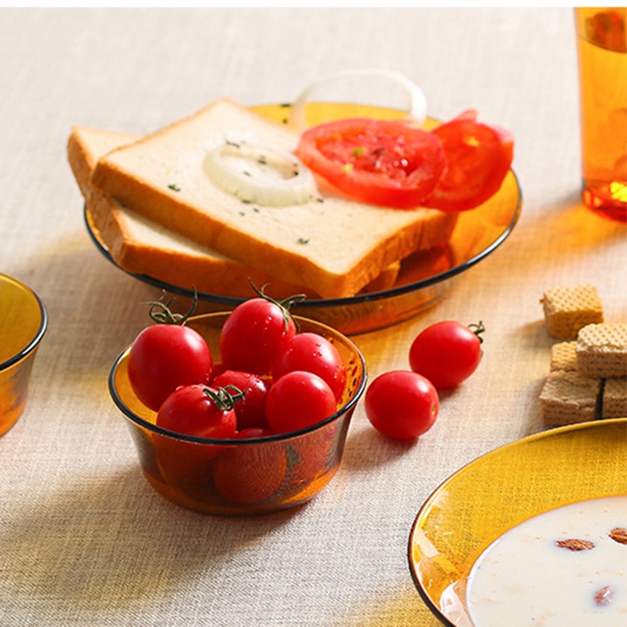 Chén thủy tinh cường lực cao cấp D2006D - Lys Vàng Amber 10,5 cm