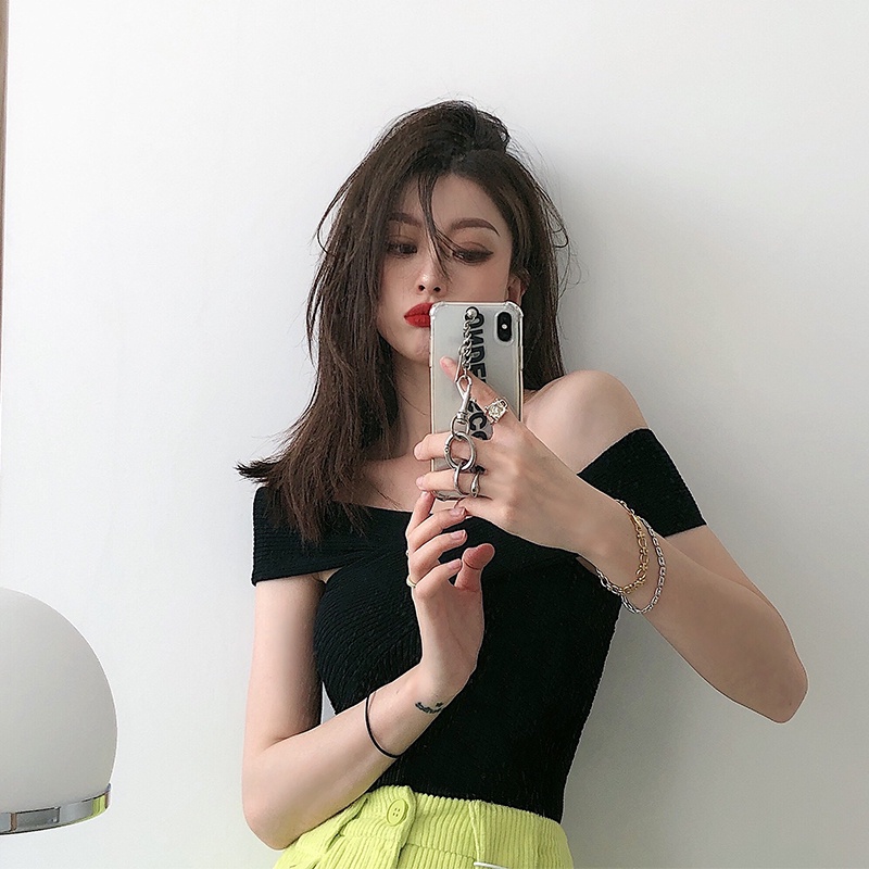 QKOOLE Áo dệt kim  ôm dáng phong cách Hàn Quốc dành cho nữ