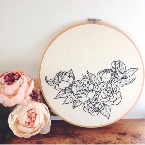 Bộ Kit DIY tập thêu hoa mẫu đơn đầy đủ kim chỉ vải thêu thủ công - THÊU HOOP TRANG TRÍ NHÀ CỬA- MIE handmade