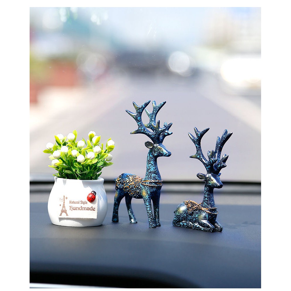 Set 2 con tuần lộc phong thủy dùng trang trí thảm táp lô xe hơi sang trọng - Bộ 2 Chú Hươu vạn dặm bình an